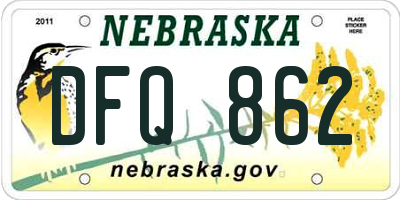 NE license plate DFQ862