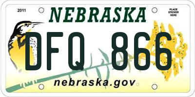 NE license plate DFQ866
