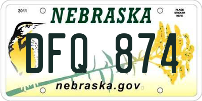 NE license plate DFQ874