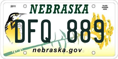 NE license plate DFQ889