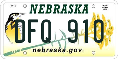 NE license plate DFQ910