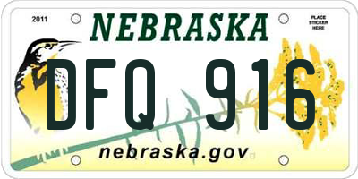 NE license plate DFQ916