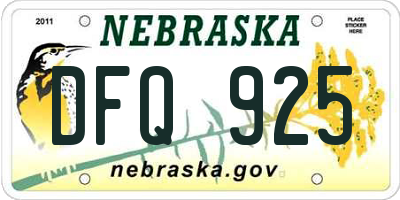 NE license plate DFQ925