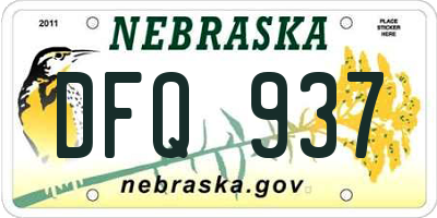 NE license plate DFQ937
