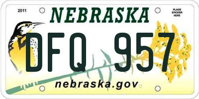 NE license plate DFQ957