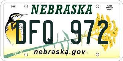 NE license plate DFQ972