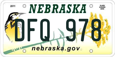 NE license plate DFQ978