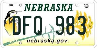 NE license plate DFQ983
