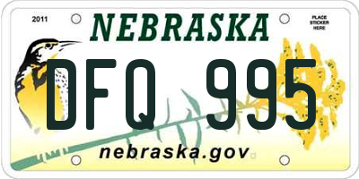 NE license plate DFQ995
