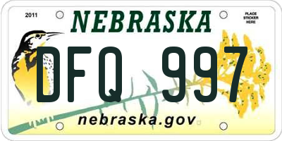 NE license plate DFQ997
