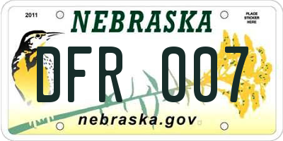 NE license plate DFR007
