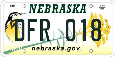 NE license plate DFR018