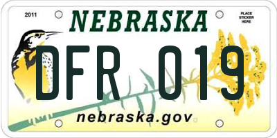 NE license plate DFR019