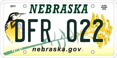 NE license plate DFR022