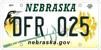 NE license plate DFR025