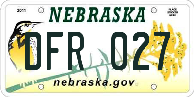 NE license plate DFR027