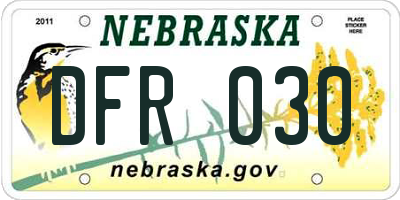 NE license plate DFR030