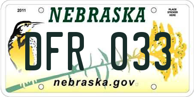 NE license plate DFR033