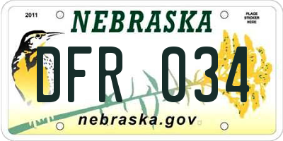 NE license plate DFR034