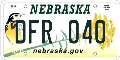 NE license plate DFR040