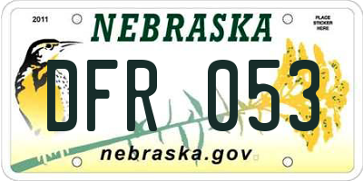 NE license plate DFR053