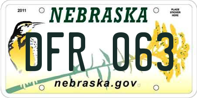 NE license plate DFR063