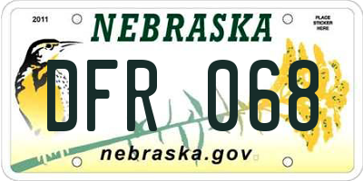 NE license plate DFR068