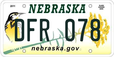 NE license plate DFR078