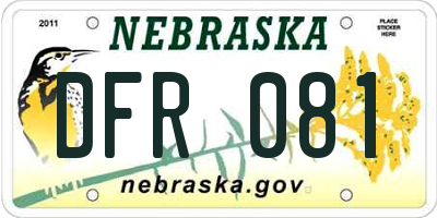 NE license plate DFR081