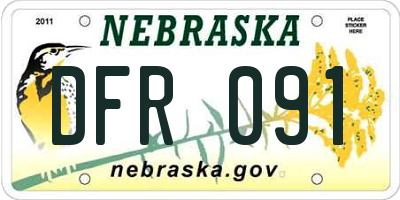 NE license plate DFR091