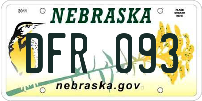 NE license plate DFR093