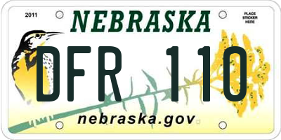 NE license plate DFR110