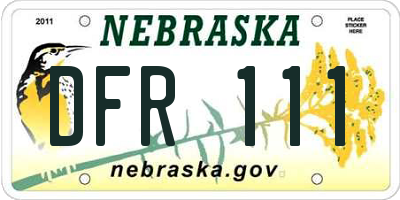 NE license plate DFR111