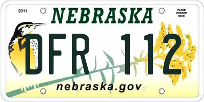 NE license plate DFR112