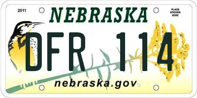 NE license plate DFR114