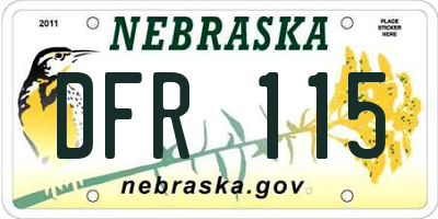 NE license plate DFR115