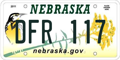 NE license plate DFR117