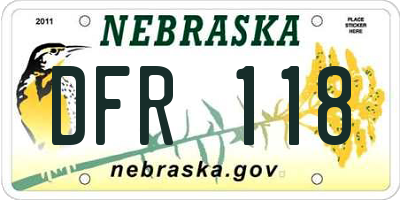 NE license plate DFR118