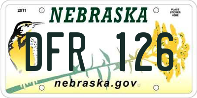 NE license plate DFR126