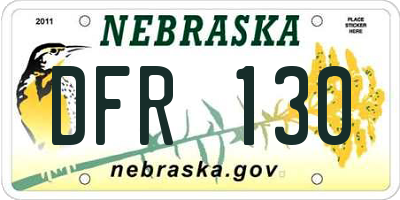 NE license plate DFR130