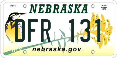 NE license plate DFR131