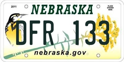 NE license plate DFR133