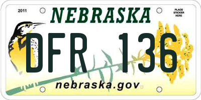 NE license plate DFR136