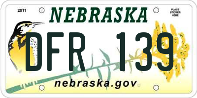 NE license plate DFR139