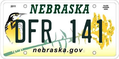 NE license plate DFR141