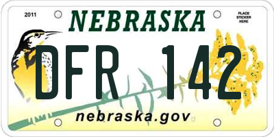 NE license plate DFR142