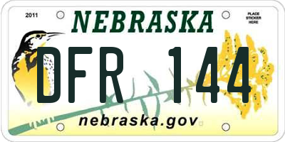 NE license plate DFR144