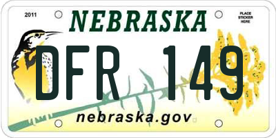 NE license plate DFR149