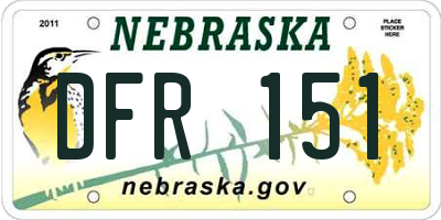 NE license plate DFR151