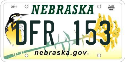 NE license plate DFR153